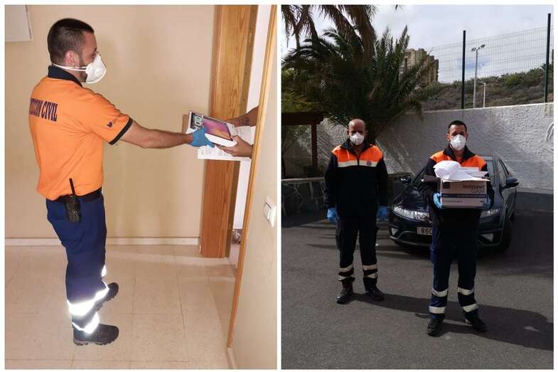 Reparto de tabletas en domicilios del Valle de Jinámar (Foto TA)